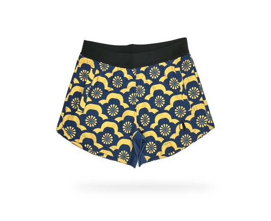 Women's V2 Athletic Shorts - Blue Gold Floral