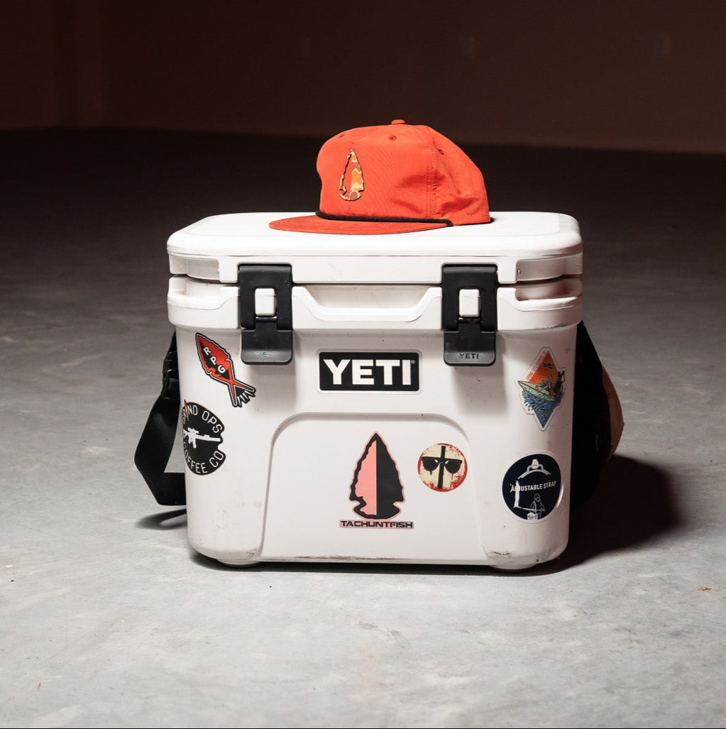 Signal Orange Richardson Outdoor Rope Cap with premium camo leather patch